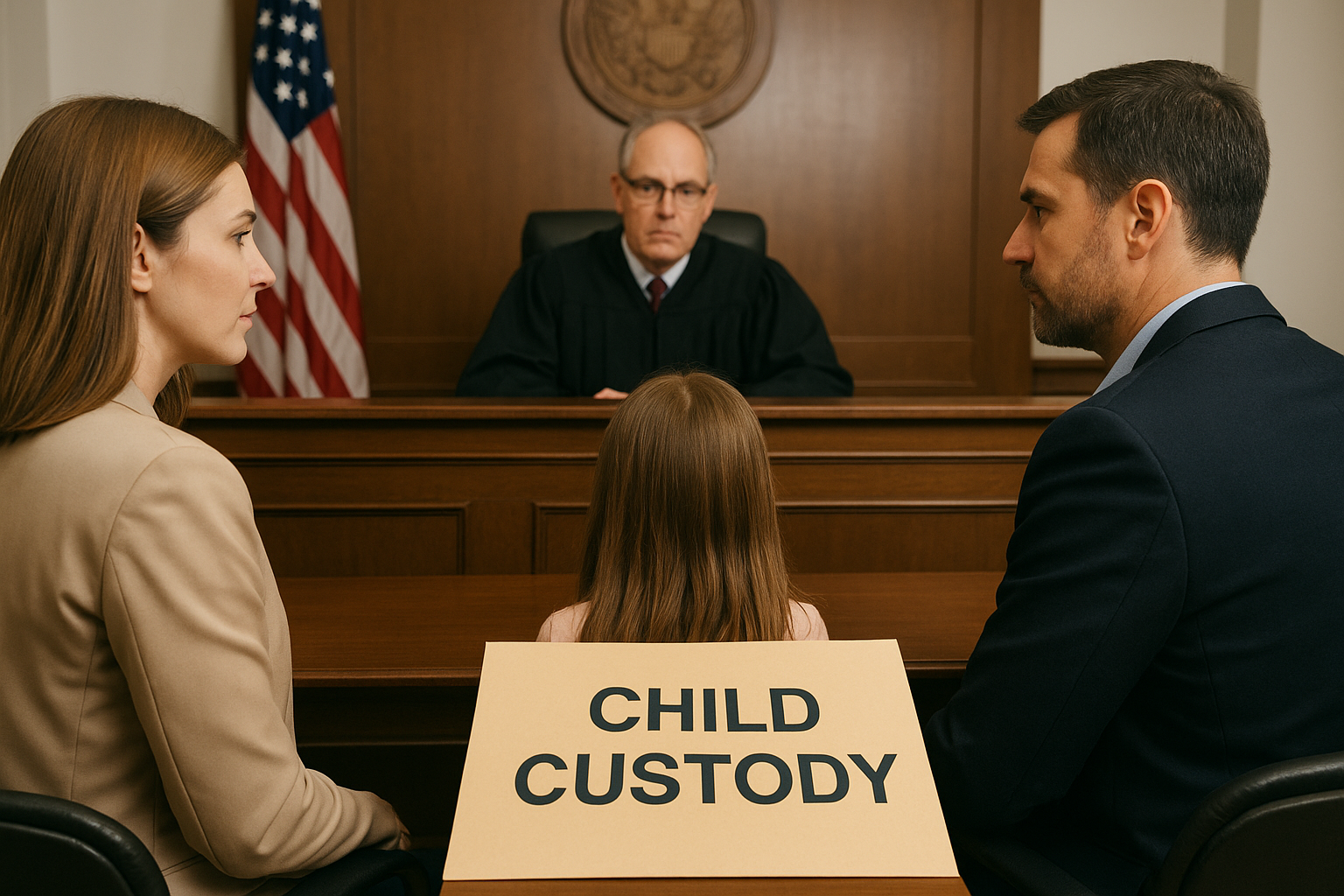 Chicago family court hearing about child custody between parents.