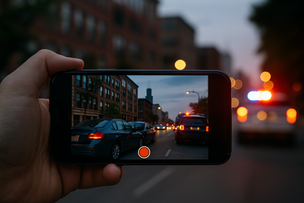 Smartphone capturing accident evidence used in Chicago personal injury cases